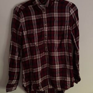 American Eagle Red Boyfriend Fit Plaid Flannel
